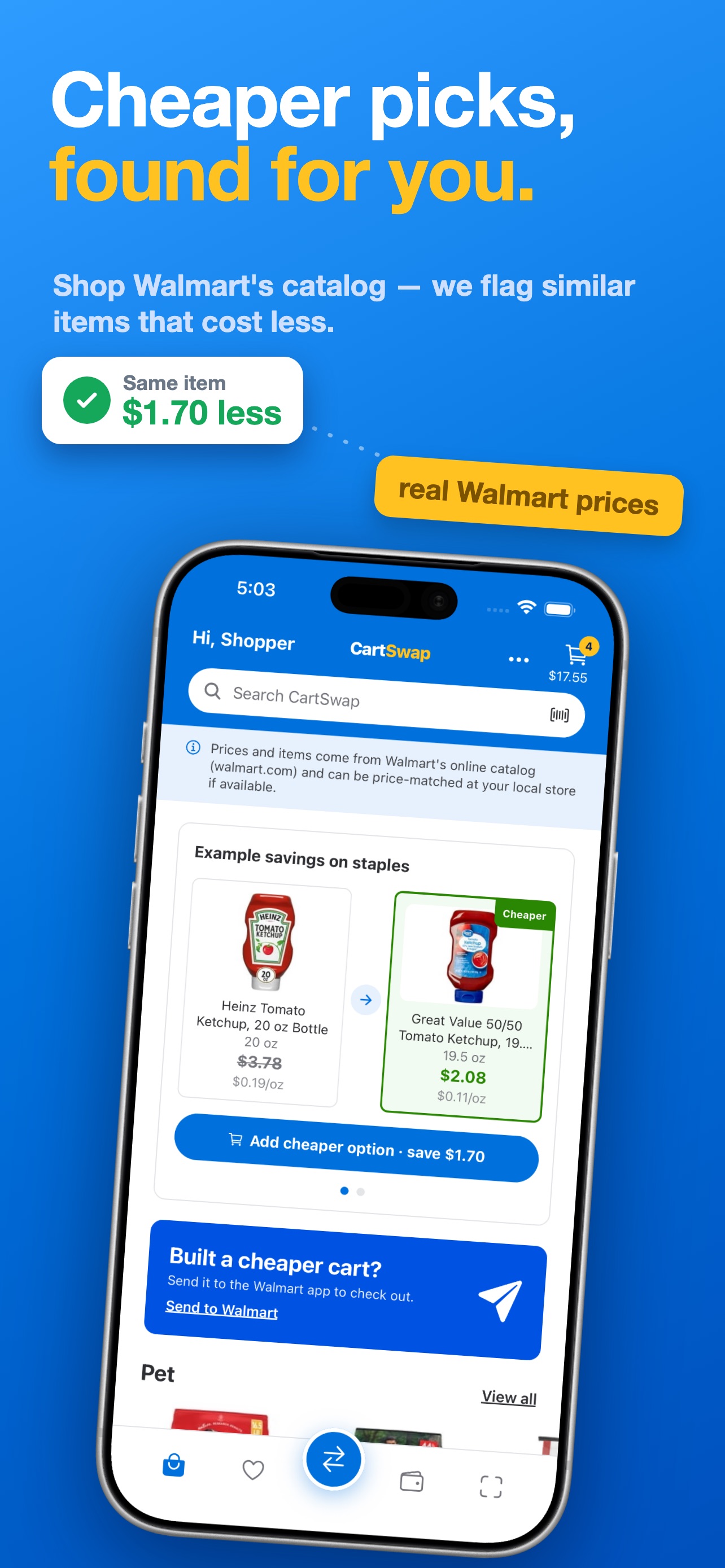 CartSwap home screen